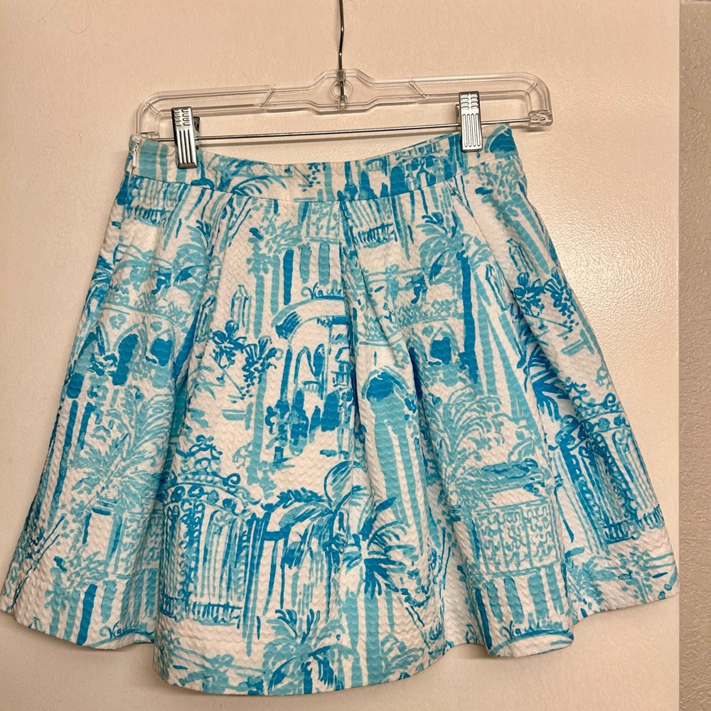 Blue Printed High-Waist Mini Skirt - Women's Two-Piece Set - Picture 2 of 4